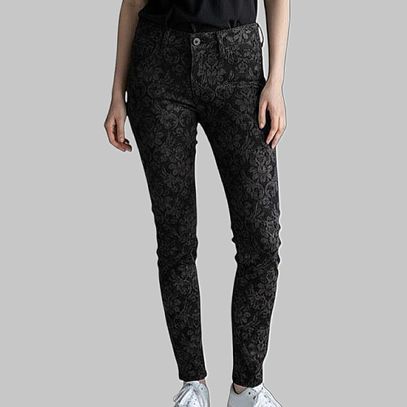 Free People Black Damask Jacquard Skinny Jeans - Picture 1 of 8